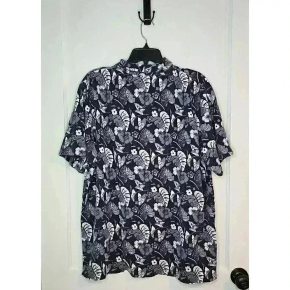 Size XXL Polo Ralph Lauren Navy Blue Tropical Floral Polo Shirt Monstera - Picture 2 of 4